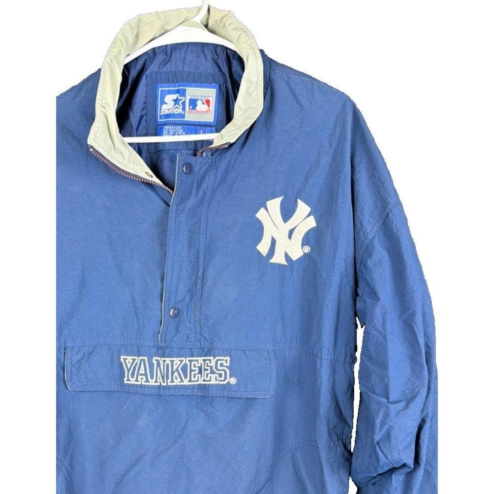 Vintage Starter New York Yankees Anorak Jacket Mens Large Nylon Pullover Windbre
